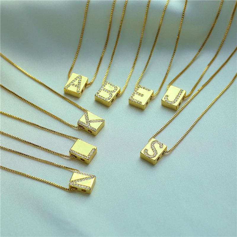 Fashion Letter Copper Plating Zircon Pendant Necklace