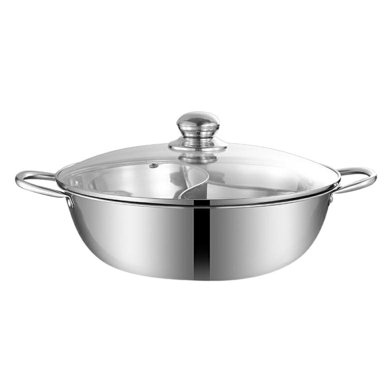 Non-magnetic Stainless Steel Clear Soup Pot Yuanyang Pot Little Sheep Hot Pot Two Flavor Pot Induction Cooker Soup Pot Mother Hot Pot Basin
