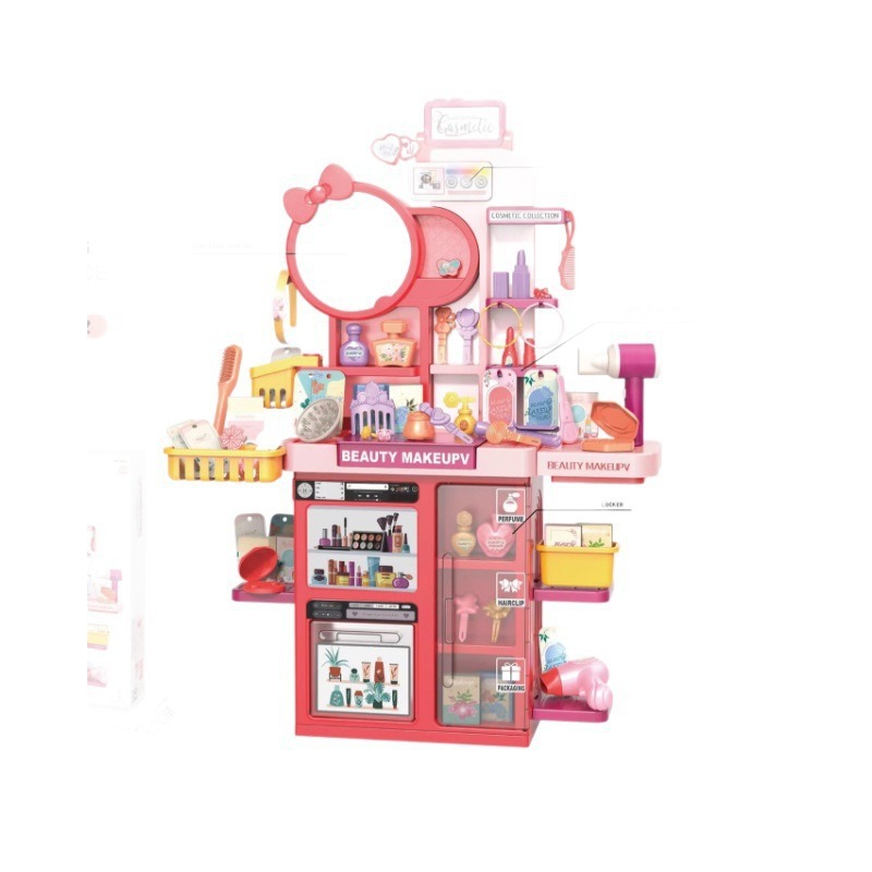 Transfronterizos luz infantil música梳妆台 conjunto de herramientas decorativas secador de pelo mesa de maquillaje juguetes caseros