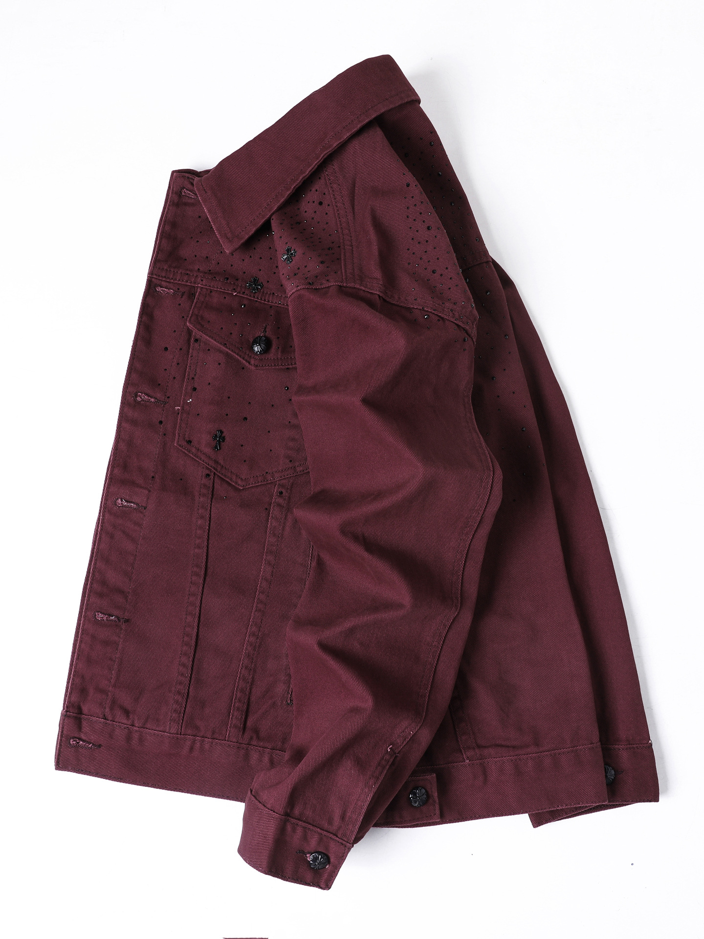 Chaqueta Vaquera con Pedrería Brillante de Algodón, Corte Holgado, Transpirable para Uso Casual