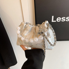 Modern Chinese Style Beaded Handbag 2024 New Silk Embroidery Chain Bag Trendy Cloud Bag Single Shoulder Crossbody Bag