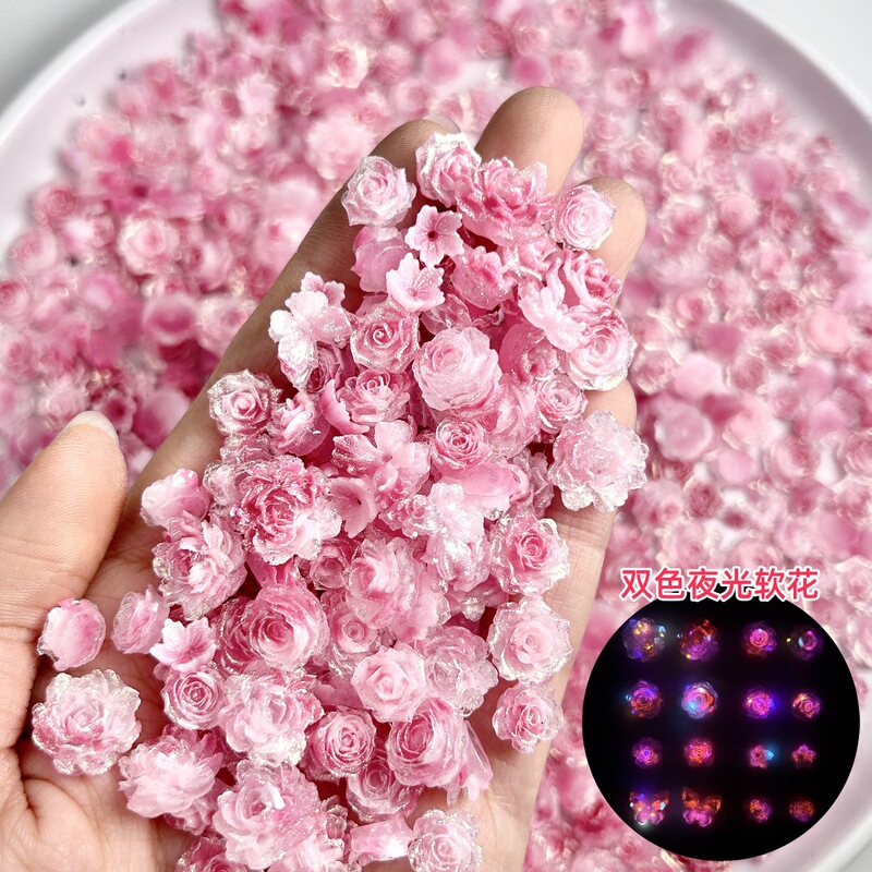 Glow-In-The-Dark Tiktok Trending Pink Rose Nail Art Decorations, Artificial Peony Flower Butterfly Nail Material Kit Wholesale Glow-In-The-Dark Tiktok Trending Pink Rose Nail Art Decorations, Artificial Peony Flower Butterfly Nail Material Kit Wholesale