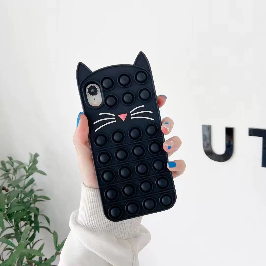 Phone case (Apple compatible) iPhone 13 Pro, silicone pop‑it cat bubble, fits multiple models