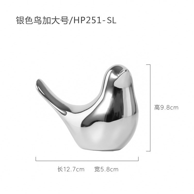 Nordic moderna Luz de lujo simple sala de estar pasillo estantería cerámica Pájaro de Plata decoración suave vino creativo decoración del gabinete