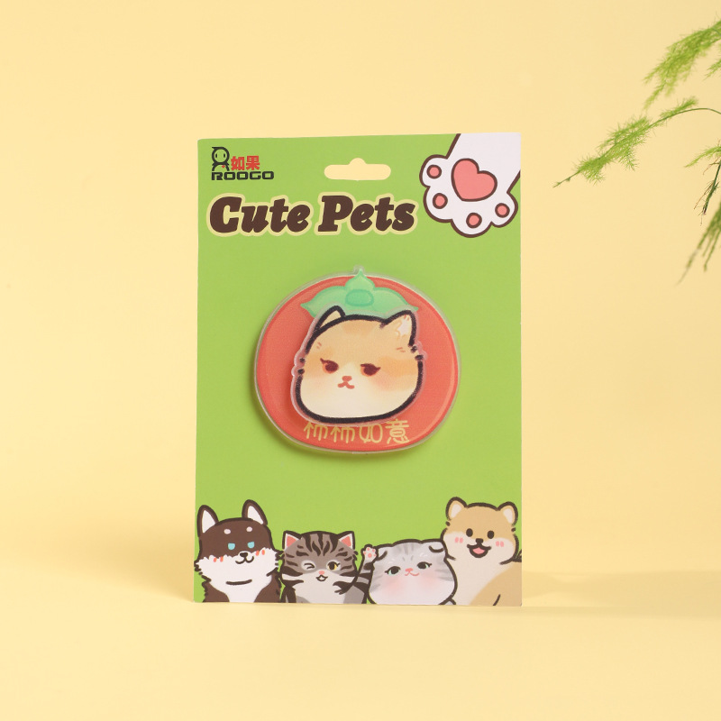 Lugar de fábrica divertido animal gato cachorro acrílico giratorio refrigerador imán creativo decoración del hogar imán magnético