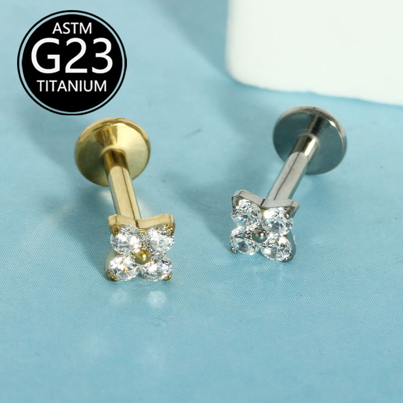 16G labret stud size and finish detail