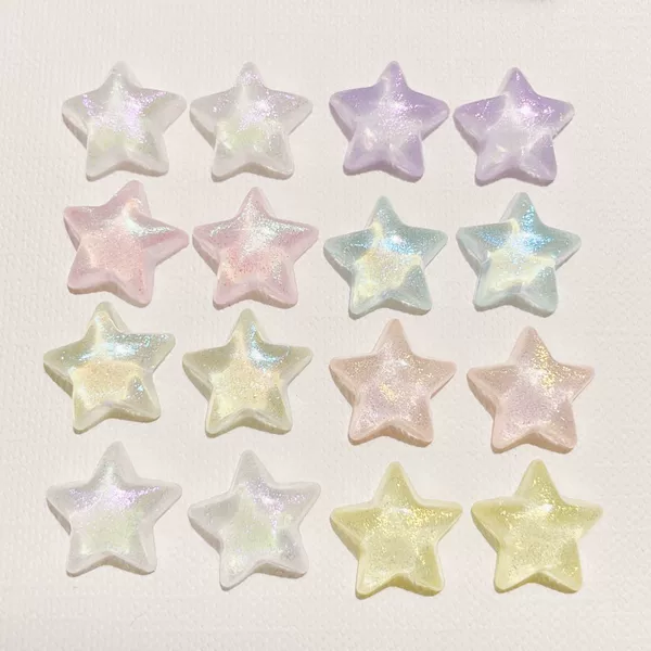 Glitter Acrylic Five-Pointed Star Jewelry Accessories Mobile Phone Case Hole Shoe Diamond Stickers DIY Handmade Materials Wholesale