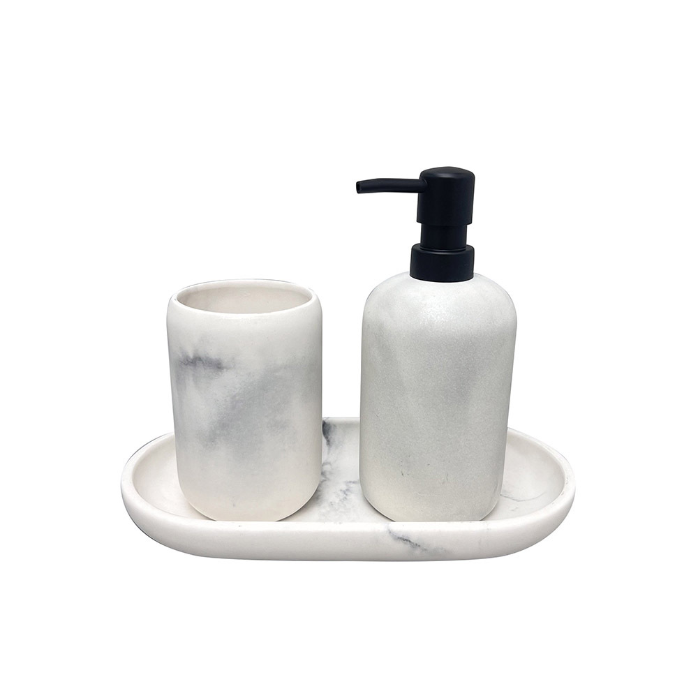 Baño de resina de cuatro piezas set de lavado set de botella de desinfectante de manos inodoro soporte de cepillo de inodoro de inodoro de hotel suministros de almacenamiento de baño