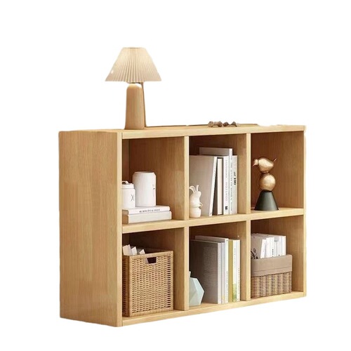 All solid wood bookshelf and storage rack combination lattice cabinet floor-to-ceiling wall-mounted children's living room storage storage short home bookcase