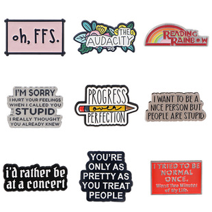 Personalized English Quotations Brooch Badge Clothing Backpack Jewelry Accessories Pins Cross-border Foreign Trade Hot Alloy Badges