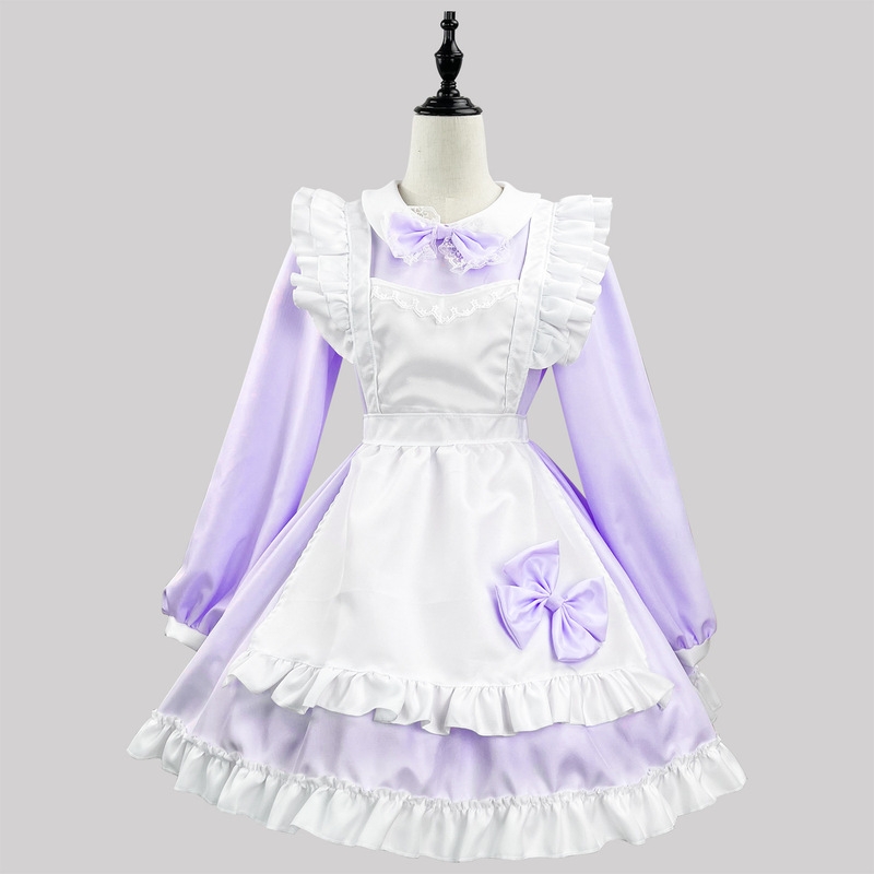 オリジナル超萌え日系白黒メイド服クロスボーダー長袖メイド服コスプレ衣装|undefined