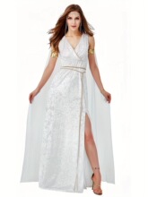 M 84191 Goddess Statue High Slit White Dress Ů���B��ȹ