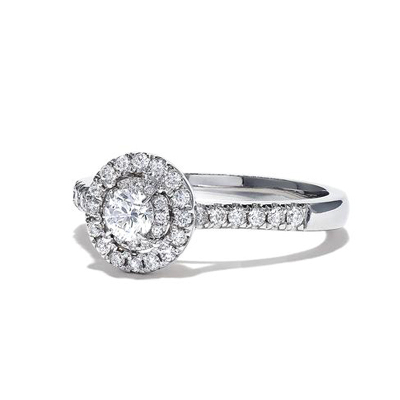 European and American Style Wedding Ring for Women, Double-Layer Full Diamond Micro-Paved Zircon White Golden Imitation Diamond Ring, Fashionable Accessible Luxury Jewelry