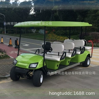新款顶棚休闲车电动代步车高尔夫摆渡车四排八座游览车景区观光车