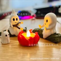 独立したステーションの新しい製品クリエイティブゴースト形状キャンプファイヤーパーティー樹脂工芸品デスクトップカボチャキャンドル装飾品