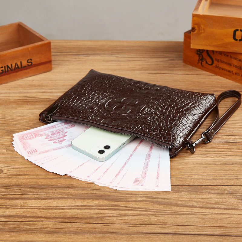 2025 New Men's Crocodile Briefcase - High Quality PU Leather Clutch Bag, Fashion Large Capacity Organizer Bag, Trendy Handbag for Young Professionals_voghion.com