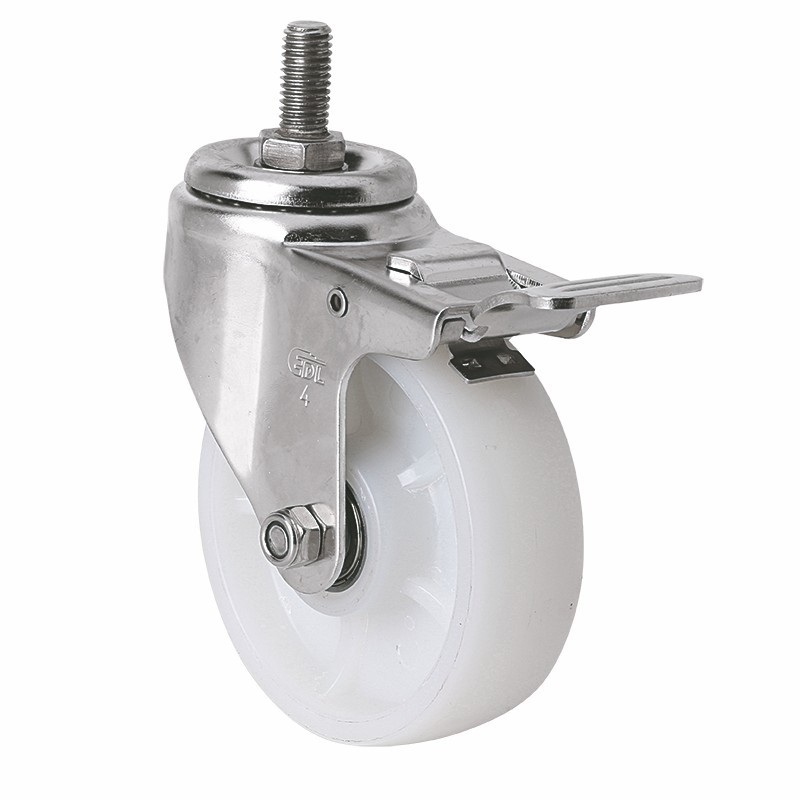 Rueda Giratoria de Nylon de Acero Inoxidable 304 con Varilla Roscada 3, 4, 5 Pulgadas S54-26 para Equipo Médico