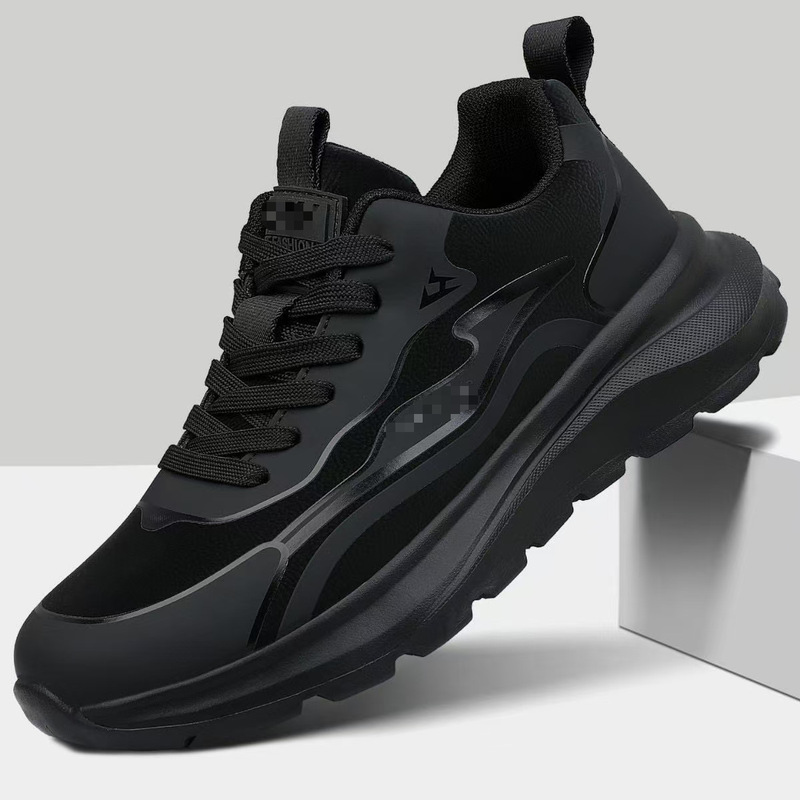 Leather-Mesh Men's Shoes, New Men's Sports Shoes, Soft-Soled Versatile Casual Shoes, Lace-Up Fashionable Dad Shoes for Men