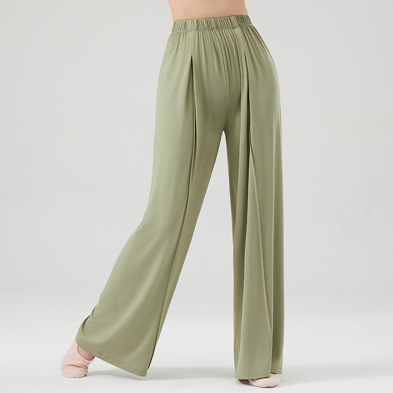 Modern Dance Pants for Women, Chinese Style Wide-Leg Pants for Adults, Classical Ethnic Dance Practice Long Pants, Ethnic Style High-Waisted