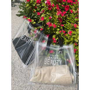 Wholesale New Transparent Flower Clothing Store Portable Plastic Bag Shopping Bag Packaging Bag Gift Clothes Bag