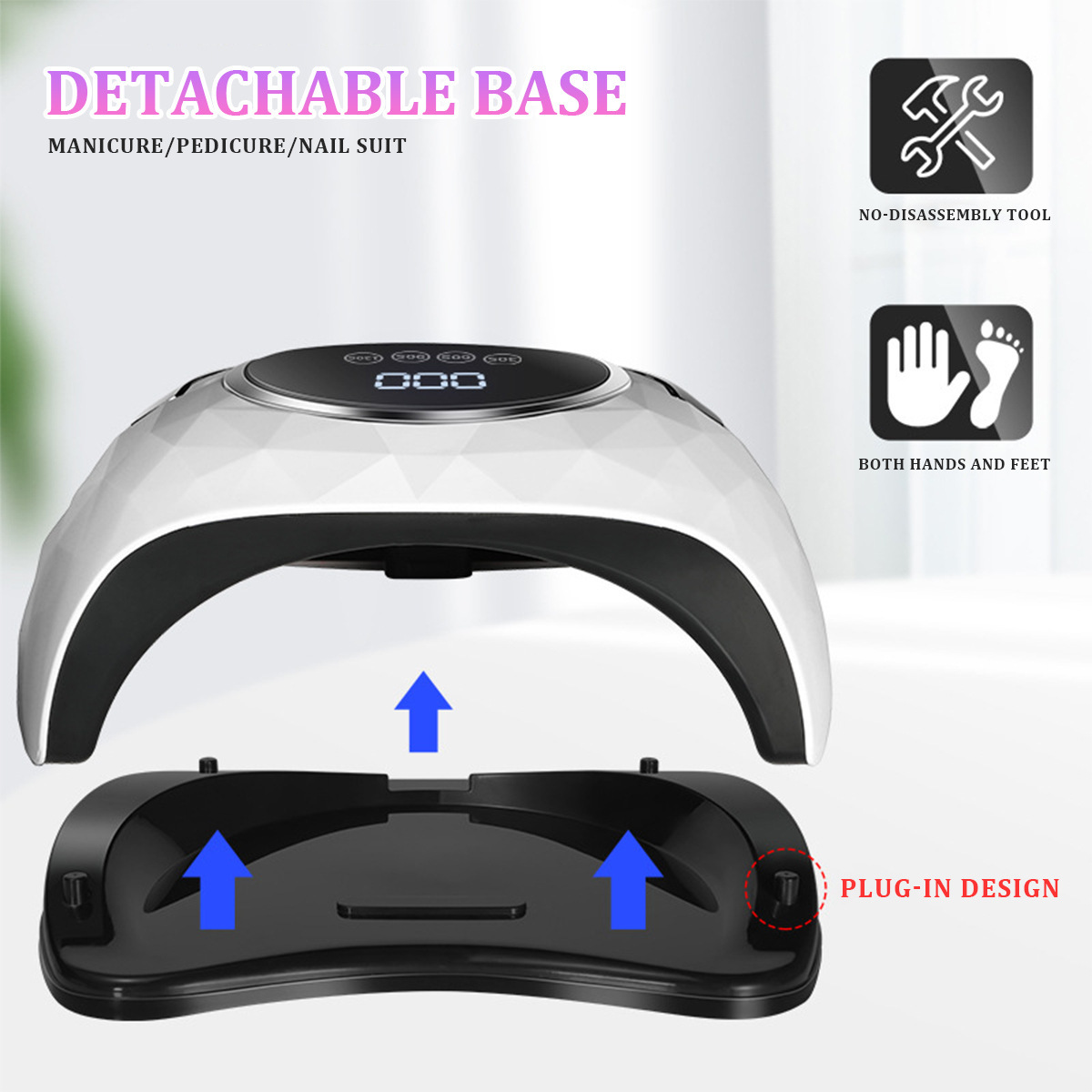 Lámpara de diamante 288W máquina de fototerapia de secado rápido de uñas 63 perlas de lámpara de alta potencia pegamento para hornear rápido