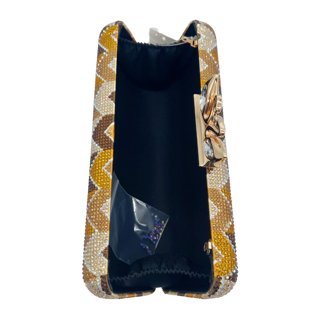 Clutch nữ đính đá lấp lánh hai mặt cầm tay dự tiệc — Đen trắng, màu hồng, màu vàng, màu đỏ chi tiết 1