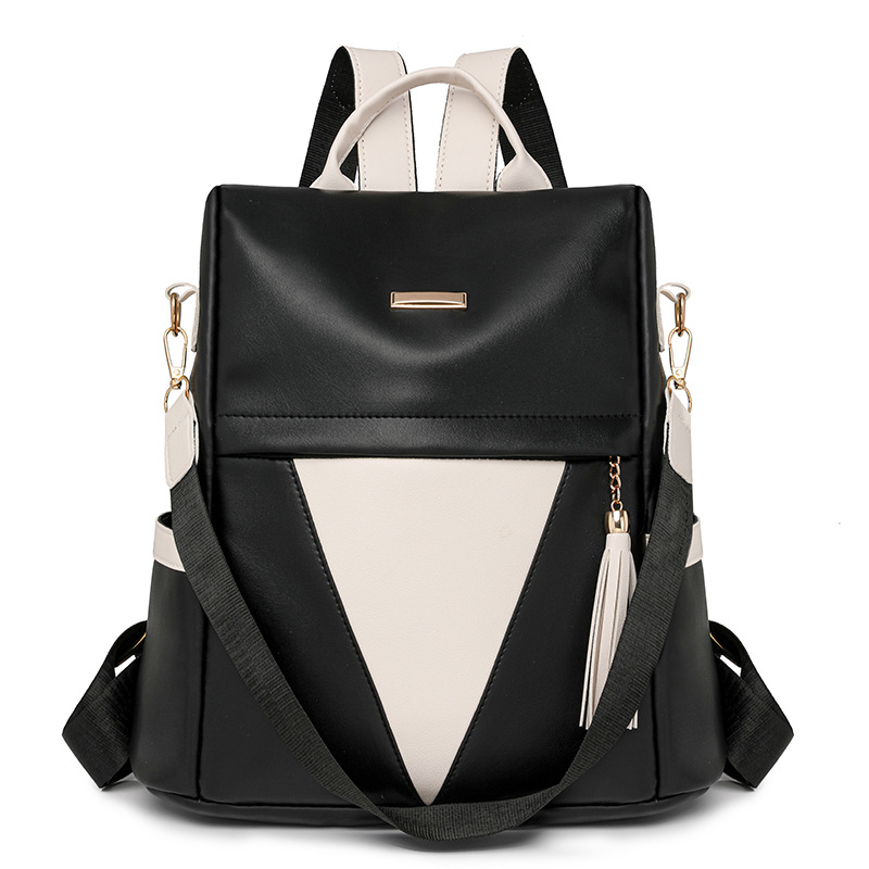 Mochila antirrobo para mujer 2024 nueva moda en contraste color mochila de cercanías de gran capacidad para mujer mochila con borlas multifuncional