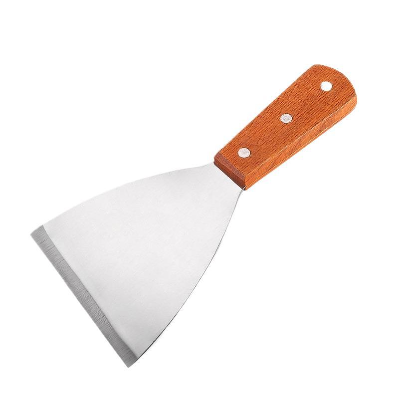 Triángulo de acero inoxidable teppanyaki pala de freír multiusos bistec pala de la torta de mano restaurante Teppanyaki herramientas de cocina