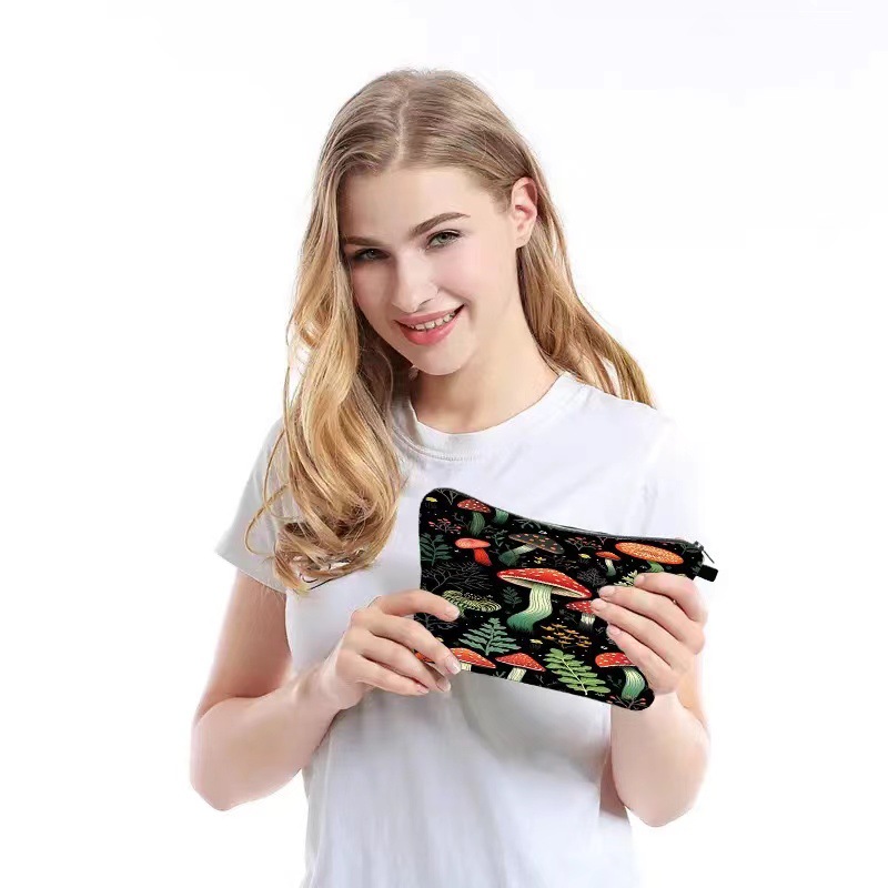 Transfronterizo Amazon nuevo maquillaje pintado bolsa de impresión de lino impermeable doble cara bolsa de almacenamiento