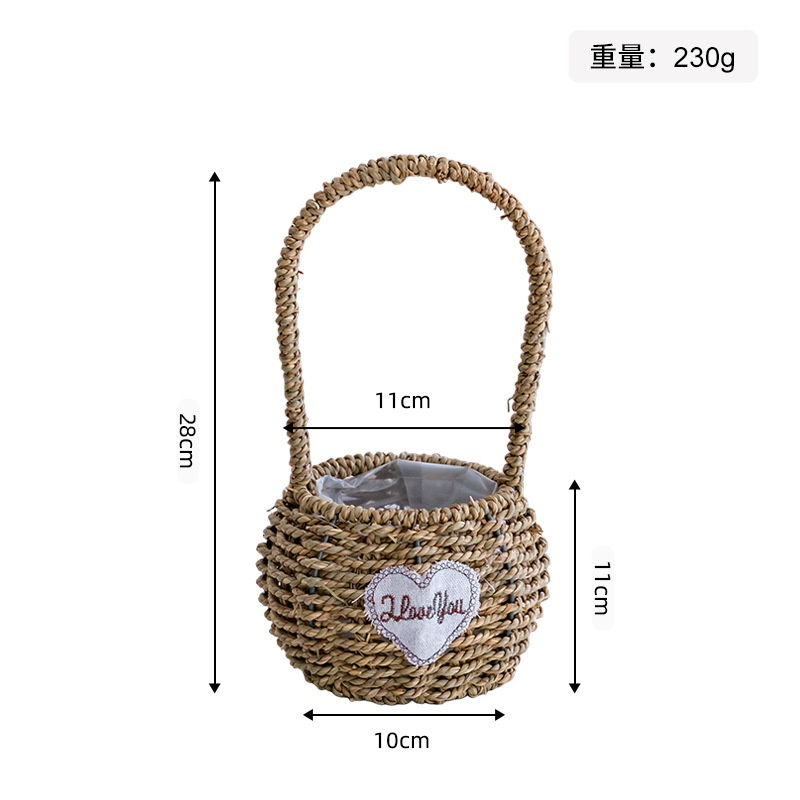 Maceta Decorativa Tejida de Paja Hecha a Mano para Jardín y Balcón