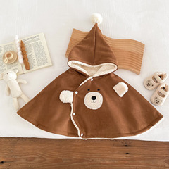 Infant Cape 2023 Winter Fleece Cute Bear Fleece Outdoor Mantle for Boys and Girls, Warm and Windproof Scarf