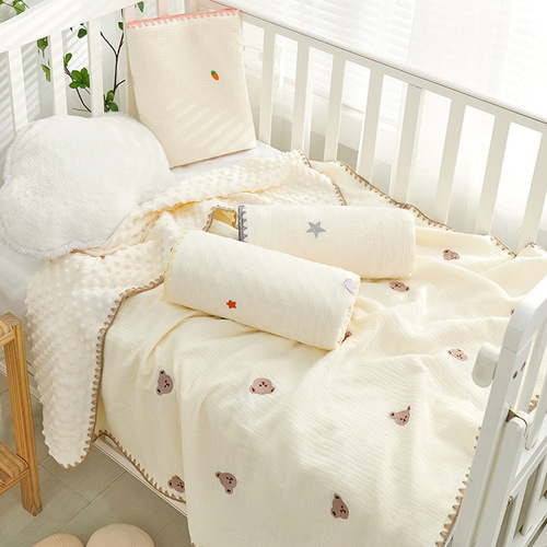Beanbean Blanket Baby Gauze Cover Ins Embroidered Newborn Baby Soothing Blanket Children Cover Baby Swaddle