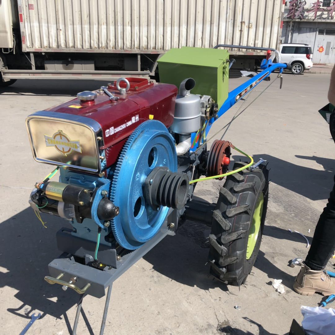 柴油18马力电启动手扶拖拉机家用小型耕地机开沟机山地运输带车斗