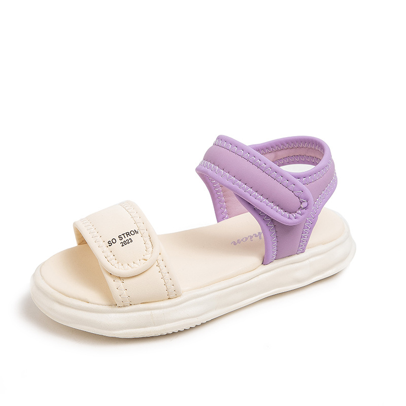 Girls' Sandals 2023 Summer New Girls' Open Toe Soft Sole Beach Shoes Children's Baby Fashionable Versatile Shoes