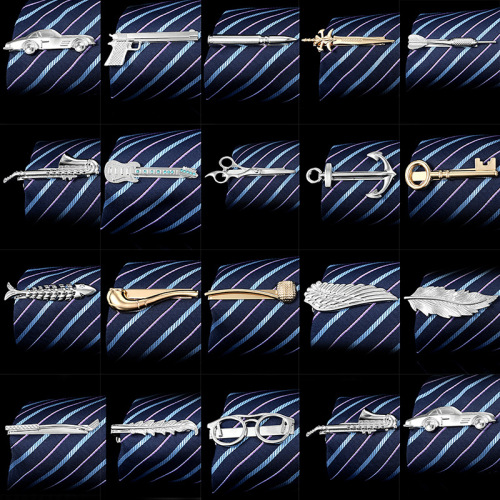 Cross-border best-selling men's shirt suit tie clip minimalist business formal silver blue tie clip