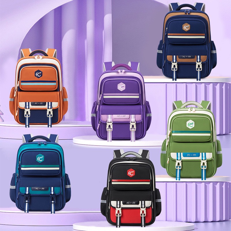 Mochila escolar para niños de la escuela primaria de Huayong, espacio de varios pisos, gran capacidad, niños y niñas de grado 1-3-6, mochila de estilo británico 5