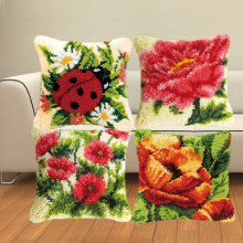 毛线绣抱枕地毯绣靠枕十字绣刺绣diy材料包花卉田园风新中式