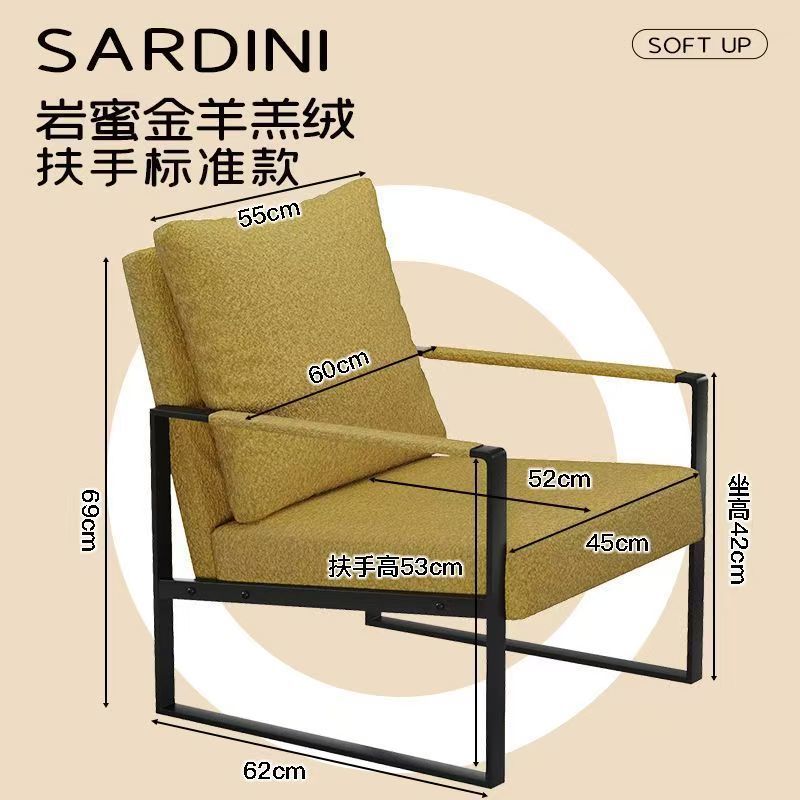新款轻奢铁艺单人沙发椅家用客厅卧室椅子网红现代咖啡椅洽谈椅|undefined