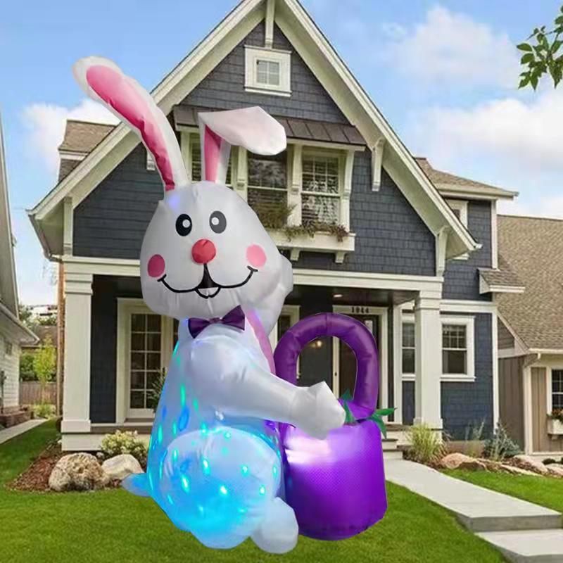 Conejo de Pascua modelo inflable 1,1 m inflable lindo conejo giratorio luces de colores decoración del patio transfronterizo Amazon