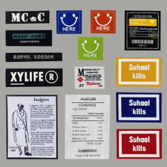New Fashion Socks Label, Pants, Bags, Accessories, Fabric Label, Flexo Printing Woven Label, Combined Trademark, Box, Bags, Hat, Decorative Label