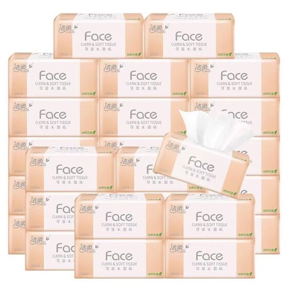 Jierou Household Tissue Paper with Floral Fragrance, 24 Packs, Water-Resistant Facial Tissues, Scented, Economical Pack, Full Box