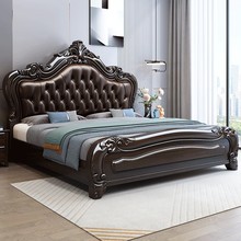 紫金檀木实木床1.8米双人床主卧储物轻奢欧式软包卧室婚床家具