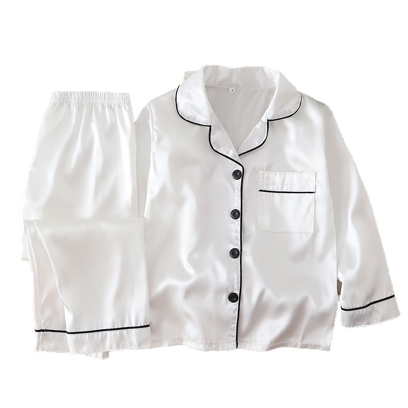 Pijamas infantiles de seda de hielo de primavera y verano, ropa de hogar de alta calidad, camisetas de seda de niña
