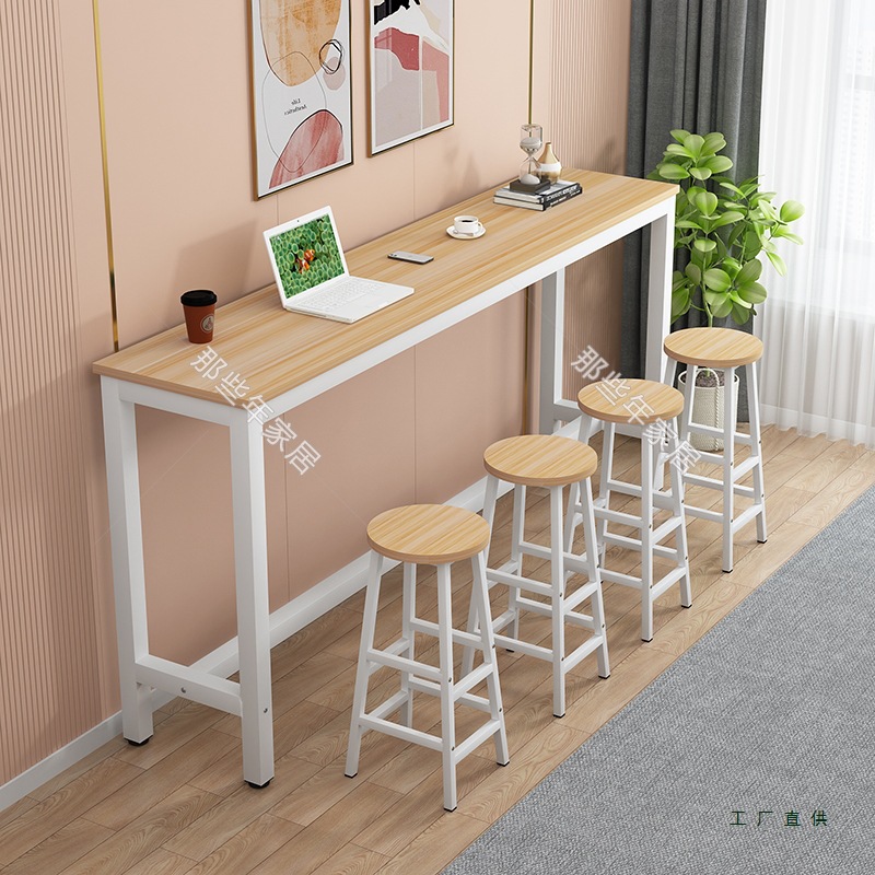 Light Luxury Bar Table, Home Long Table, Commercial Wall-Mounted Bar Table, Milk Tea Shop, Restaurant Long Small Bar Table, High Table and Chairs