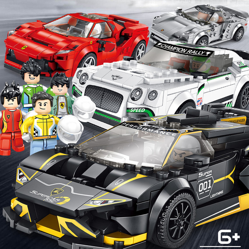 Compatible with Lego building blocks car racing boys and girls assembled sports car model children's educational stall toys wholesale