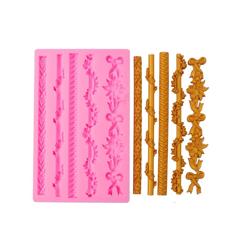 Patrón de estilo europeo en relieve fondant molde de silicona ritmo seco Flor DE LA Perla Vid borde decoración de la torta del molde de chocolate