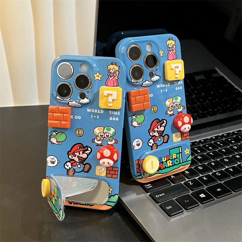 适用苹果17手机壳蘑菇马里奥支架iPhone16华为oppo小米vivo菲林壳|undefined