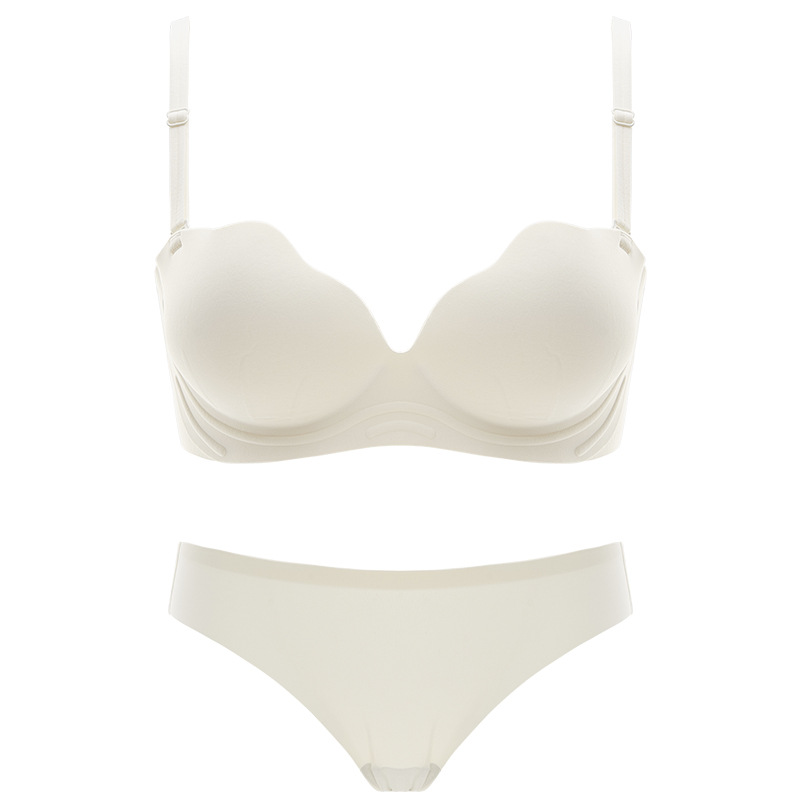 Ropa interior sin costuras de verano de las mujeres pequeño pecho push up colección de pecho grande blanco doble correa de hombro delgada sexy belleza espalda sujetador traje