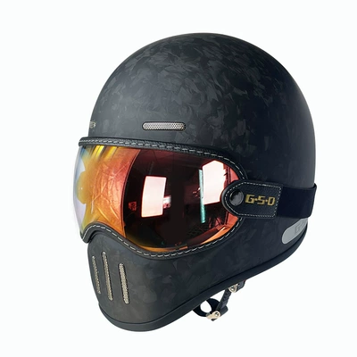 Motosiklet kaskı (dəbilqə) – Export Carbon Fiber Retro Motorcycle Helmet - matte-black-segment-forging-color-mirror-m55-56