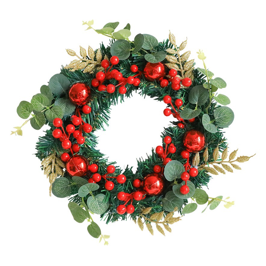 Guirnalda de Navidad 40cm Berry decorativo Garland eucalipto hoja verde planta Garland decoración de la puerta decoración transfronteriza